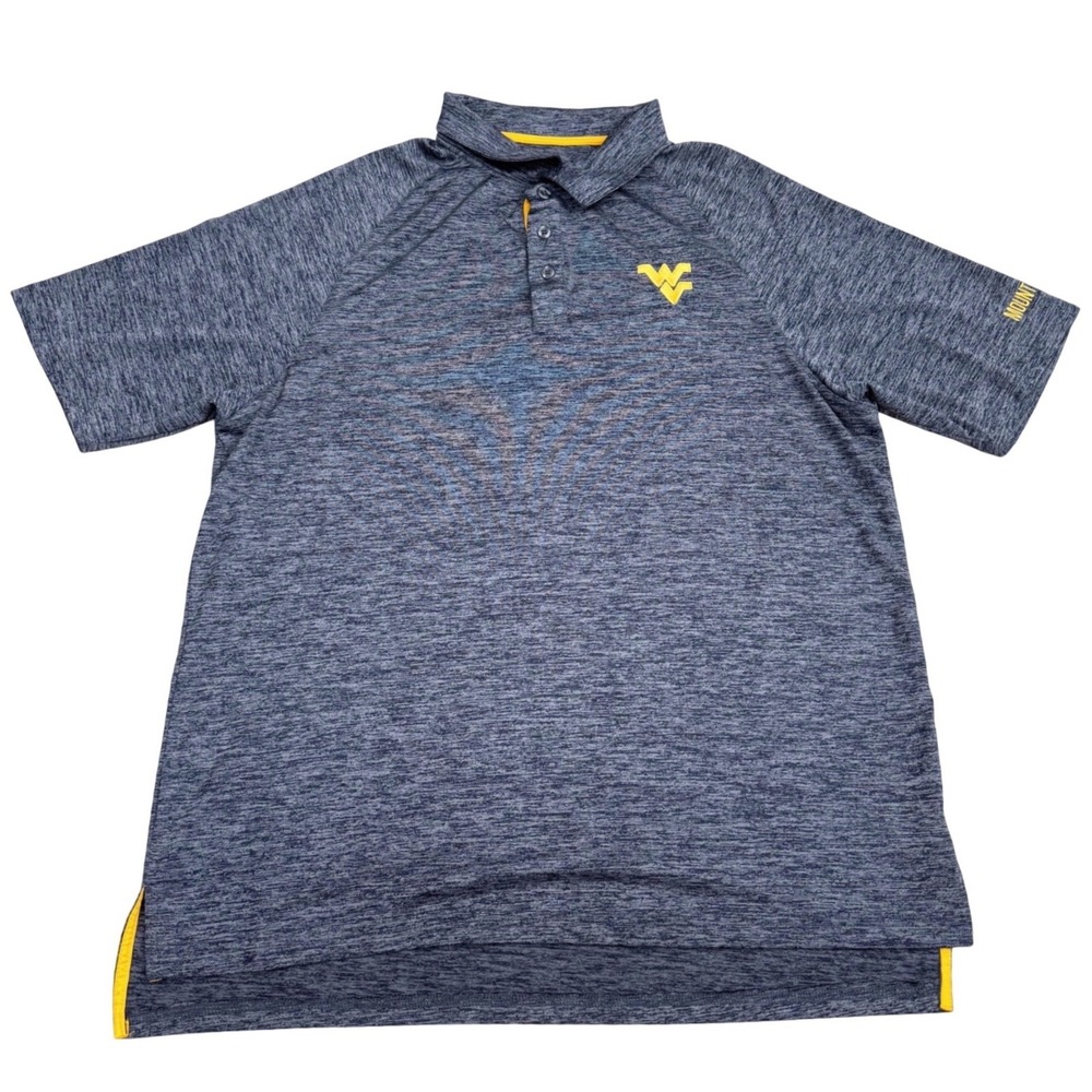 Colosseum West Virginia Mountaineers Polo Shirt Mens XL Navy Casual Game Day EUC